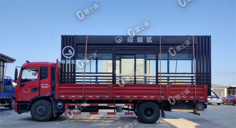 吸煙亭3*7米裝車(chē)發(fā)貨了，這么大的亭子是如何發(fā)走的呢